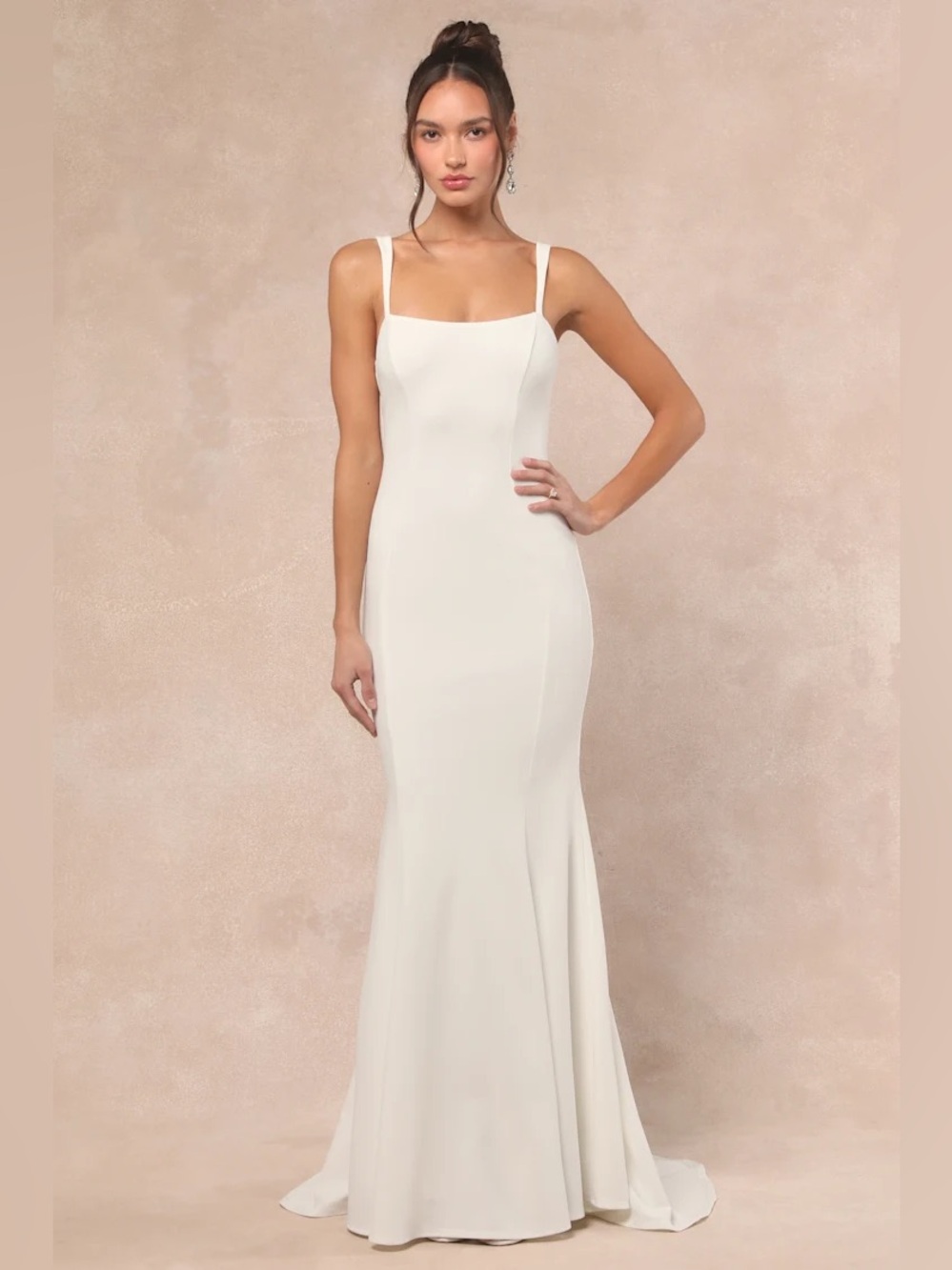 Lulus Safine White Backless Mermaid Maxi Dress LARGE NEW NWT